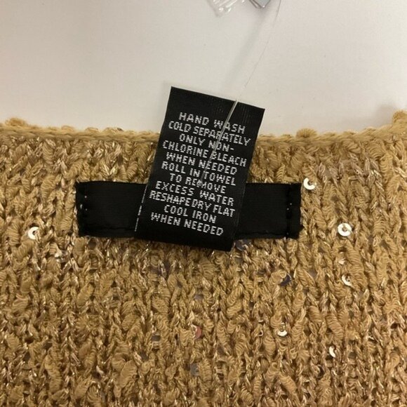 Alfani Gold Sequined Shimmer Scoop Neck Women's Elegant Plus Size Knitted Top - Picture 5 of 10